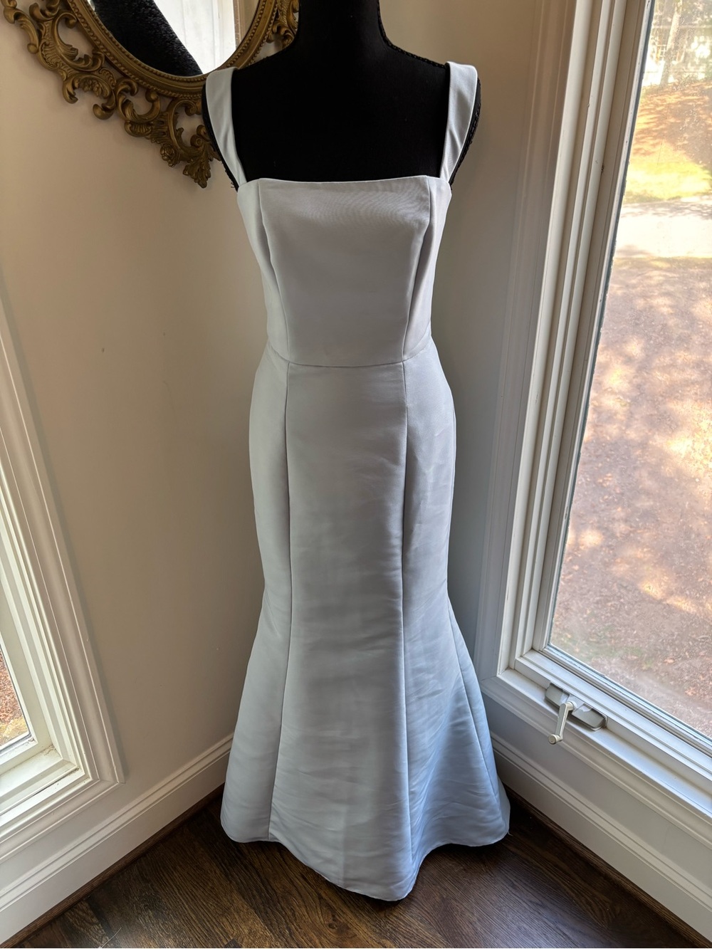 AMSALE Powder Blue Square Neck Mermaid Floor Length Dress Size 4
